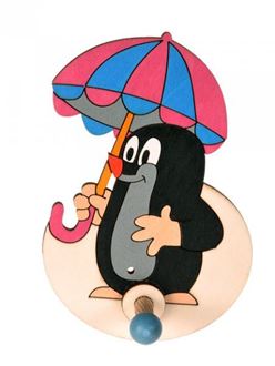 Obrázek z Dřevěný 1 věšáček - Krteček s deštníkem
