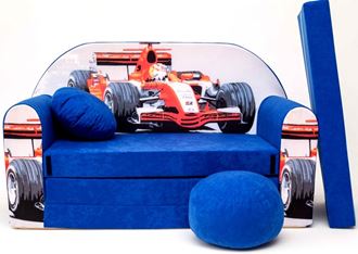 Obrázek z Dětská pohovka s bobkem a polštářkem Formule Modrá C2+