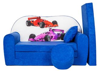 Obrázek z Rozkládací dětská pohovka s bobkem a polštářkem Formule 2