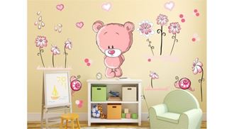 Obrázek z Medvídek a kytičky samolepka na zeď