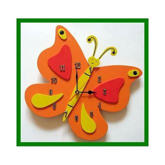 Obrázek z Dětské dřevěné hodiny Motýl - Mix barev