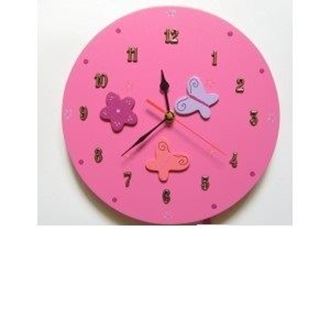 Obrázek z Dětské dřevěné hodiny Louka - Růžová