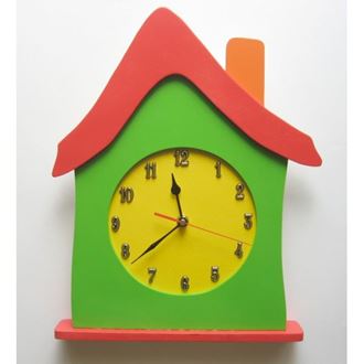 Obrázek z Dětské dřevěné hodiny Dům - Červená