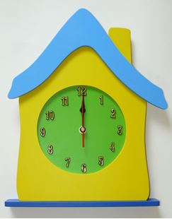 Obrázek Dětské dřevěné hodiny Dům - Modrá