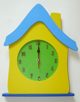 Obrázek z Dětské dřevěné hodiny Dům - Modrá
