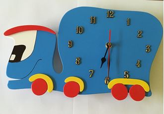 Obrázek z Dětské dřevěné hodiny Auto - Modrá