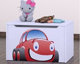 Obrázek z Dětská komoda na hračky - auto bílá