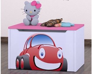 Obrázek Dětská komoda na hračky - auto růžová