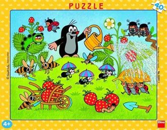 Obrázek z Puzzle v rámu 40 dílků Krtek v jahodách