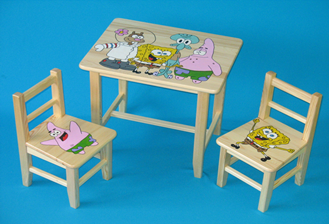 Obrázek z Dětský dřevěný stůl se židlemi - Spongebob