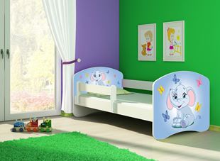 Obrázek Dětská postel - Modrý sloník 2 140x70 cm bílá