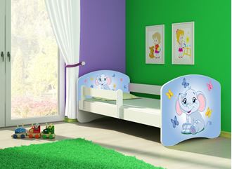 Obrázek z Dětská postel - Modrý sloník 2 140x70 cm bílá
