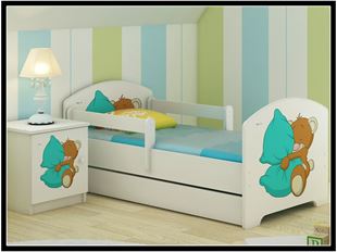 Obrázek Dětská postel Oskar Méďa s polštářkem 140x70 cm - Bílá