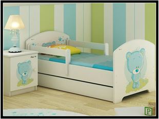 Obrázek Dětská postel Oskar Modrý medvídek 160x80 cm - Norská borovice