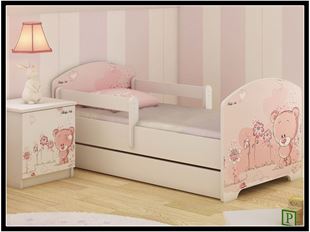 Obrázek Dětská postel Oskar Růžový medvídek 160x80 cm - Norská borovice