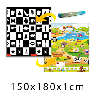 Obrázek z Dětský pěnový koberec - šachovnice + farma 150x180x1 cm