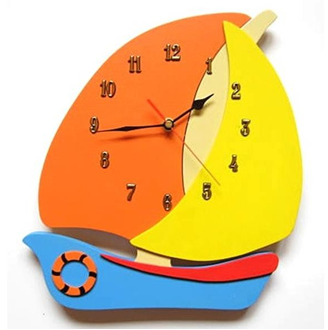 Obrázek z Dětské dřevěné hodiny Plachetnice - Mix barev