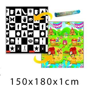 Obrázek Dětský pěnový koberec  - šachovnice + domek lva 150x180x1cm