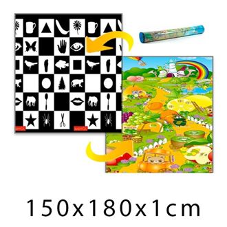 Obrázek z Dětský pěnový koberec Šachovnice + Ovocný ráj 150x180x1 cm