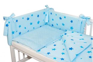 Obrázek Baby Nellys 3-dílná sada mantinel s povlečením Minky Baby Stars - sv. modrá