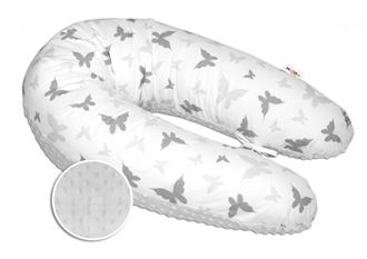 Obrázek z Kojící polštář - relaxační poduška Minky, Motýlci šedí