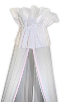 Obrázek z Luxusní moskytiéra 160x400 cm - Medvídek Maxik - bílá, růžové hvězdičky