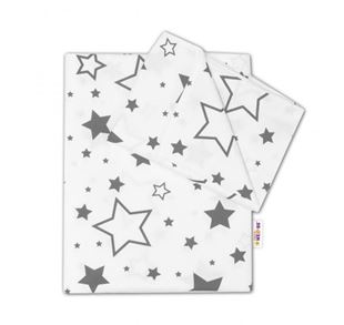 Obrázek 2-dílné bavlněné povlečení - Šedé hvězdy a hvězdičky - bílý