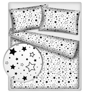 Obrázek Bavlněné povlečení 140 x 200 - Černé hvězdy a hvězdičky