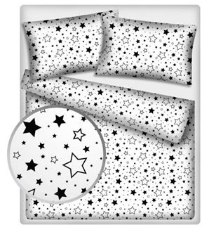 Obrázek z Bavlněné povlečení 140 x 200 - Černé hvězdy a hvězdičky
