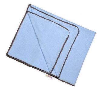 Obrázek z Letní deka s mini bambulkami, jersey, 100 x 75 cm - sv. modrá/šedý lem