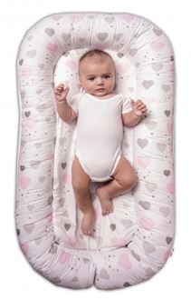 Obrázek z Maxi oboustranné hnízdečko pro miminko Srdíčka a hvězdičky - růžový