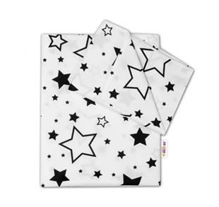 Obrázek 2-dílné bavlněné povlečení - Černé hvězdy a hvězdičky - bílý