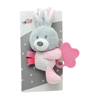 Obrázek z Plyšová hračka s kousátkem Králíček, 16 cm - růžový