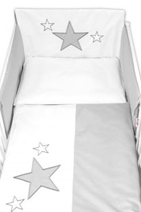Obrázek Mantinel s povlečením Baby Stars - šedý