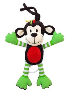 Obrázek Dětská plyšová hračka s hracím strojkem opice zelená