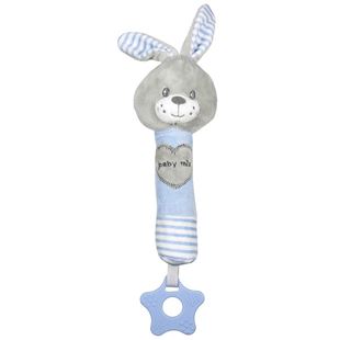 Obrázek Dětská pískací plyšová hračka s kousátkem králík modrý