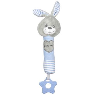 Obrázek z Dětská pískací plyšová hračka s kousátkem králík modrý