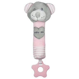 Obrázek z Dětská pískací plyšová hračka s kousátkem medvěd růžový