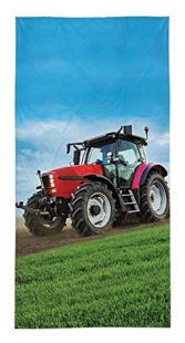 Obrázek Dětská osuška Traktor na poli - červený 140x70 cm