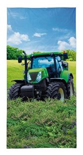 Obrázek Dětská osuška Traktor na poli - zelený 140x70 cm