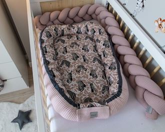 Obrázek z Oboustranné hnízdečko, kokon Vafel, bavlna LUX, 60 x 90 cm - Zebra