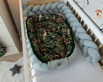 Obrázek z Oboustranné hnízdečko, kokon Vafel, bavlna LUX, 60 x 90 cm - Papoušek