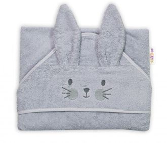 Obrázek z Dětská froté osuška s kapucí 80 x 80 cm, Cute Bunny - šedá, Baby Nellys