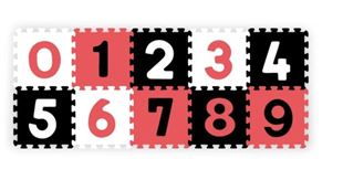 Obrázek Pěnové puzzle, podložka - Čísla, 10ks, černá/červená/bílá, BabyOno