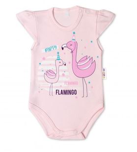 Obrázek Bavlněné kojenecké body, kr. rukáv, Flamingo - sv. růžové
