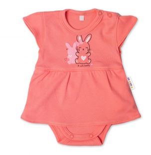 Obrázek Bavlněné kojenecké sukničkobody, kr. rukáv, Cute Bunny - lososové