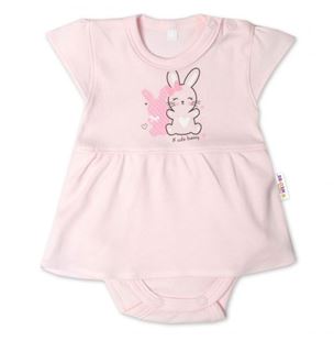 Obrázek Bavlněné kojenecké sukničkobody, kr. rukáv, Cute Bunny - sv. růžové