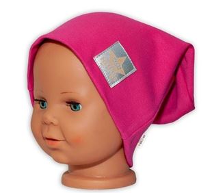 Obrázek Dětská funkční čepice s dvojitým lemem - tm. růžová