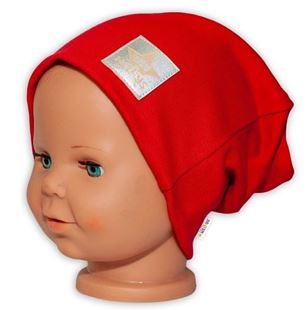 Obrázek Dětská funkční čepice s dvojitým lemem - červená