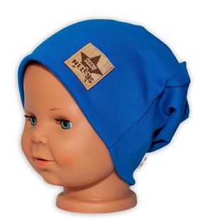 Obrázek Dětská funkční čepice s dvojitým lemem - tm. modrá